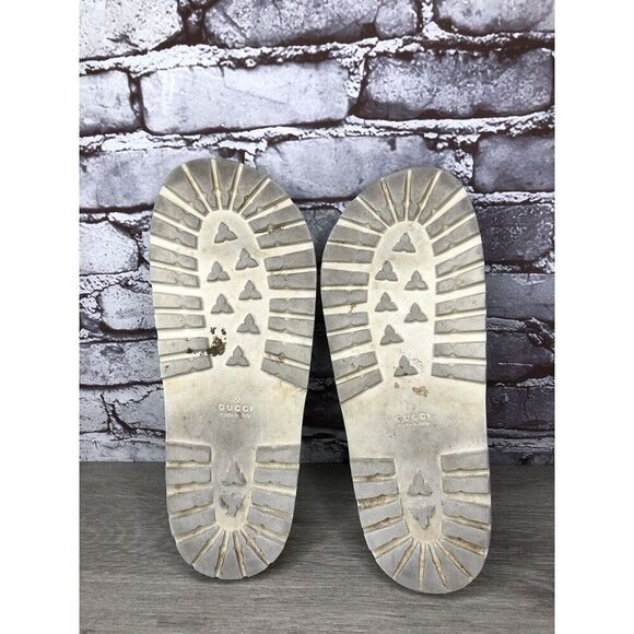 GUCCI Web White Rubber Logo Casual Slides Designer Sandals Men’s Sz 11M US/44EU - Picture 8 of 16
